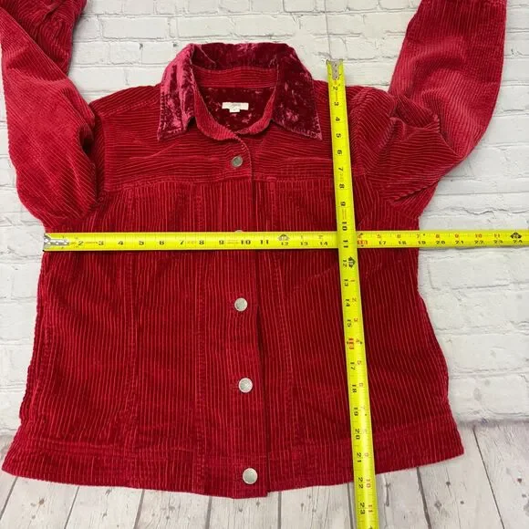 J Jill Women Corduroy Jacket Size Medium Red C036 -29 - Picture 2 of 16